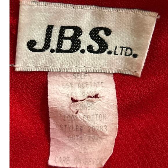 J.B.S.LTD. Red Holiday Evening Dress, Christmas Red/Blk Velvet Collar,Women’s 10 - Picture 8 of 8